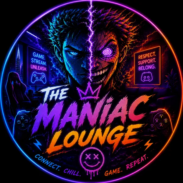 The Maniac Lounge neon emblem
